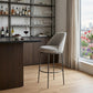 32" Gray And Black Fabric And Steel Bar Height Swivel Bar Chair