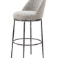 32" Gray And Black Fabric And Steel Bar Height Swivel Bar Chair