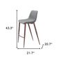 Set of Two 30" Slate Gray and Brown Faux Leather and Steel Bar Height Bar Chairs