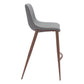 Set of Two 30" Slate Gray and Brown Faux Leather and Steel Bar Height Bar Chairs