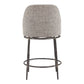 24" Gray and Black Fabric and Steel Counter Height Swivel Bar Chair