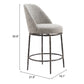 24" Gray and Black Fabric and Steel Counter Height Swivel Bar Chair