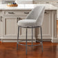 24" Gray and Black Fabric and Steel Counter Height Swivel Bar Chair