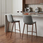Set of Two 26" Slate Gray and Brown Faux Leather and Steel Counter Height Bar Chairs