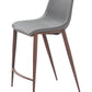 Set of Two 26" Slate Gray and Brown Faux Leather and Steel Counter Height Bar Chairs