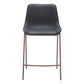 Set of Two 26" Black And Brown Faux Leather And Steel Counter Height Bar Chairs