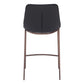 Set of Two 26" Black And Brown Faux Leather And Steel Counter Height Bar Chairs