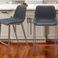 Set of Two 26" Black And Brown Faux Leather And Steel Counter Height Bar Chairs