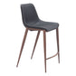 Set of Two 26" Black And Brown Faux Leather And Steel Counter Height Bar Chairs