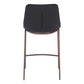 Set of Two 26" Black And Brown Faux Leather And Steel Counter Height Bar Chairs