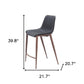 Set of Two 26" Black And Brown Faux Leather And Steel Counter Height Bar Chairs