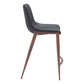 Set of Two 26" Black And Brown Faux Leather And Steel Counter Height Bar Chairs