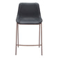 Set of Two 26" Black And Brown Faux Leather And Steel Counter Height Bar Chairs