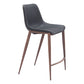 Set of Two 26" Black And Brown Faux Leather And Steel Counter Height Bar Chairs