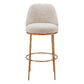 32" Beige And Gold Fabric And Steel Bar Height Swivel Bar Chair
