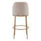 32" Beige And Gold Fabric And Steel Bar Height Swivel Bar Chair