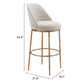 32" Beige And Gold Fabric And Steel Bar Height Swivel Bar Chair