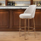 32" Beige And Gold Fabric And Steel Bar Height Swivel Bar Chair