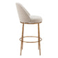 32" Beige And Gold Fabric And Steel Bar Height Swivel Bar Chair
