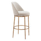 32" Beige And Gold Fabric And Steel Bar Height Swivel Bar Chair