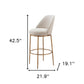 32" Beige And Gold Fabric And Steel Bar Height Swivel Bar Chair