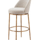 32" Beige And Gold Fabric And Steel Bar Height Swivel Bar Chair