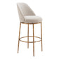 32" Beige And Gold Fabric And Steel Bar Height Swivel Bar Chair
