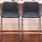 Set of Two 30" Black And Brown Faux Leather And Steel Bar Height Bar Chairs