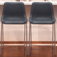 Set of Two 30" Black And Brown Faux Leather And Steel Bar Height Bar Chairs
