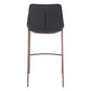 Set of Two 30" Black And Brown Faux Leather And Steel Bar Height Bar Chairs