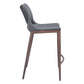Set of Two 25" Dark Gray and Brown Faux Leather and Steel Low Back Counter Height Bar Chairs