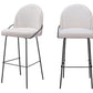 Set of Two 30" Ivory And Black Shearling And Steel Bar Height Bar Chairs