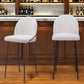 Set of Two 30" Ivory And Black Shearling And Steel Bar Height Bar Chairs