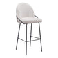 Set of Two 30" Ivory And Black Shearling And Steel Bar Height Bar Chairs