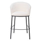30" Ivory And Black Shearling And Steel Bar Height Bar Chair