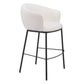 30" Ivory And Black Shearling And Steel Bar Height Bar Chair
