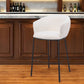 30" Ivory And Black Shearling And Steel Bar Height Bar Chair