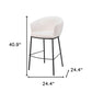 30" Ivory And Black Shearling And Steel Bar Height Bar Chair