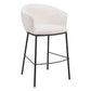 30" Ivory And Black Shearling And Steel Bar Height Bar Chair