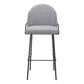 Set of Two 30" Light Gray And Black Shearling And Steel Bar Height Bar Chairs