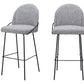 Set of Two 30" Light Gray And Black Shearling And Steel Bar Height Bar Chairs