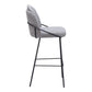 Set of Two 30" Light Gray And Black Shearling And Steel Bar Height Bar Chairs