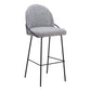 Set of Two 30" Light Gray And Black Shearling And Steel Bar Height Bar Chairs