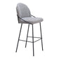 Set of Two 30" Light Gray And Black Shearling And Steel Bar Height Bar Chairs