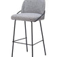 Set of Two 30" Light Gray And Black Shearling And Steel Bar Height Bar Chairs