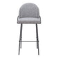 Set of Two 30" Light Gray And Black Shearling And Steel Bar Height Bar Chairs