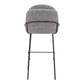 Set of Two 30" Light Gray And Black Shearling And Steel Bar Height Bar Chairs