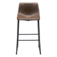 Set of Two 29" Espresso and Black Faux Leather and Steel Counter Height Bar Chairs