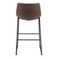 Set of Two 29" Espresso and Black Faux Leather and Steel Counter Height Bar Chairs