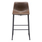 Set of Two 29" Espresso and Black Faux Leather and Steel Counter Height Bar Chairs